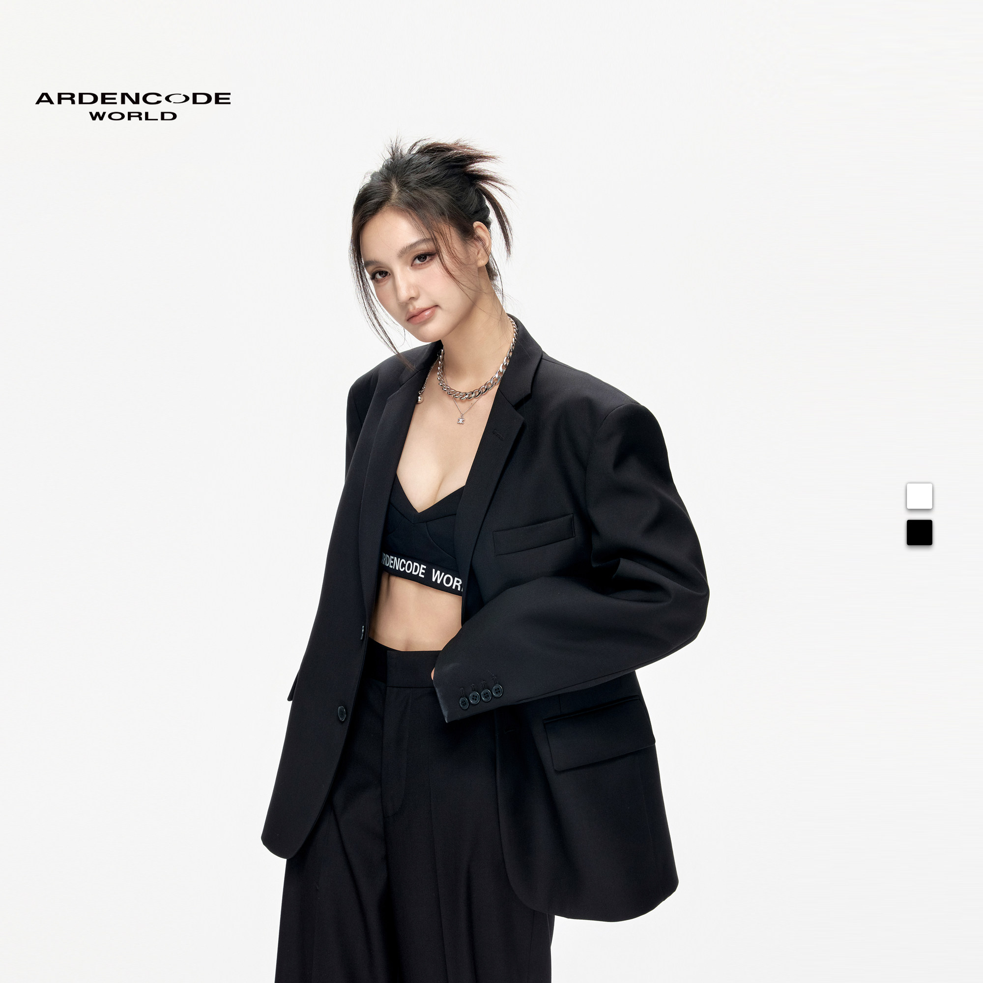 ARDENCODEWORLD 基础款极简宽肩大宽松直筒混纺西装外套 X1版型