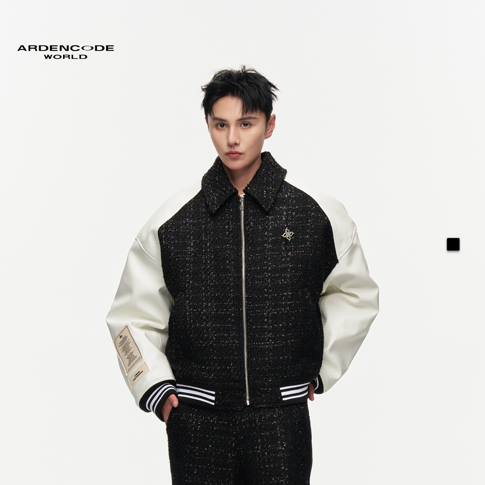 ARDENCODE明星同款男女宽松插肩环保皮小香风棒球外套夹克M3版型