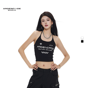 ARDENCODE女款 无限 印花 撞色性感紧身弹力修身露背绑带吊带背心