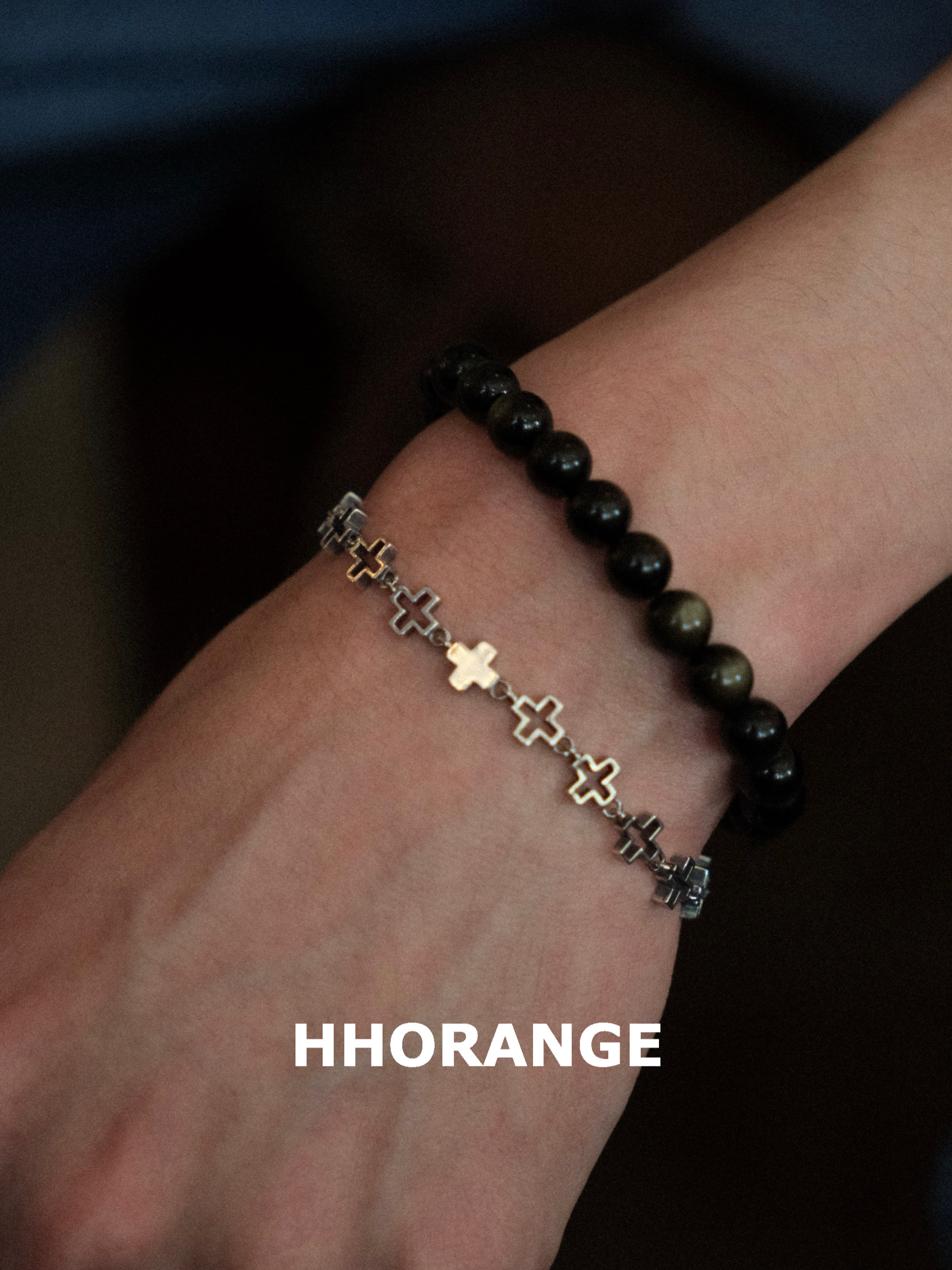 HHORANGE黑曜石简约叠戴手串