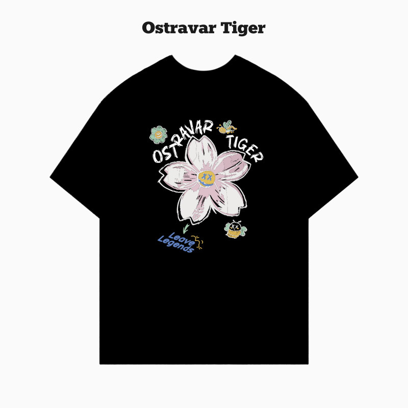 专柜2025新款Ostravar Tiger手绘宽松卡通印花男女款纯棉短袖t恤