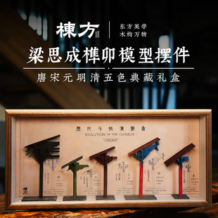 栋方斗拱榫卯模型摆件积木手绘涂色结构建筑佛光寺木质拼装玩具