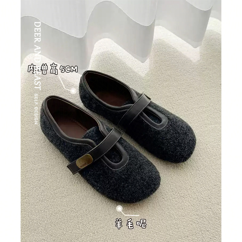 内增高5cm韩版复古百搭毛毛鞋女2025秋冬新款魔术贴加绒玛丽珍鞋,女鞋,玛丽珍鞋,淘宝优惠券,粉丝福利购,淘宝优惠卷
