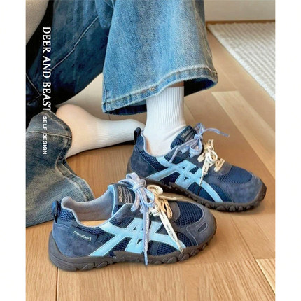 7cm内增高德训鞋女2025新款双鞋带小个子红色厚底运动休闲阿甘鞋