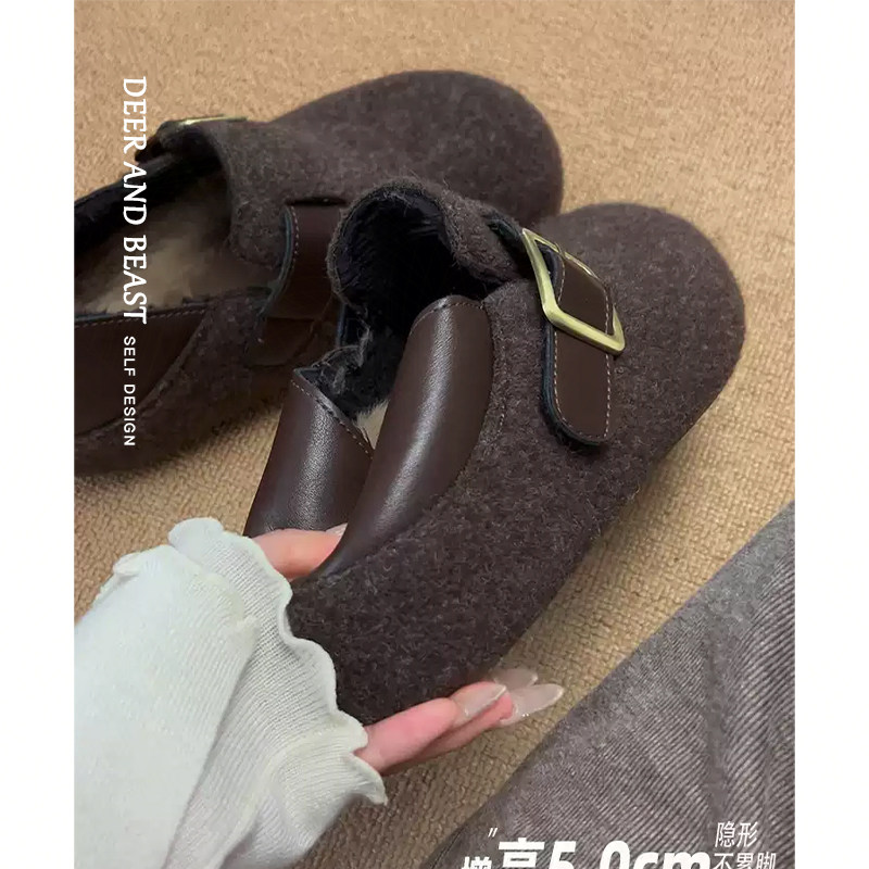现货版~厚底内增高加绒勃肯鞋女全包2025秋冬新款真皮两穿毛毛鞋,女鞋,勃肯鞋/软木鞋,淘宝优惠券,粉丝福利购,淘宝优惠卷