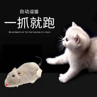 毛绒发条老鼠 逗猫链条老鼠玩具 会跑的老鼠逗猫自嗨解闷猫猫玩具
