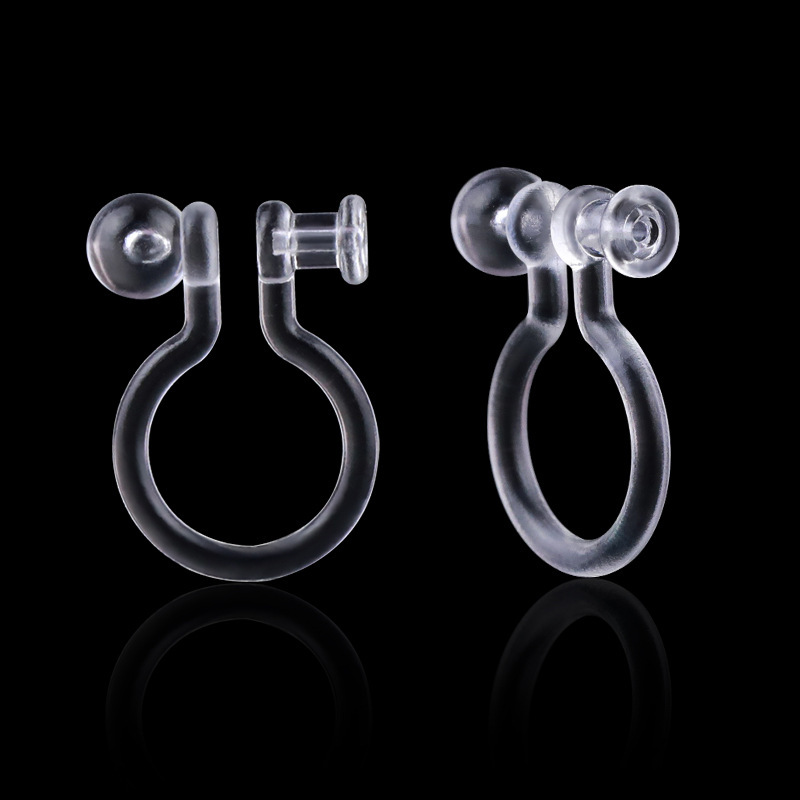 材料配件耳饰无耳洞耳夹耳钉转换器饰品DIYU形隐形透明树脂