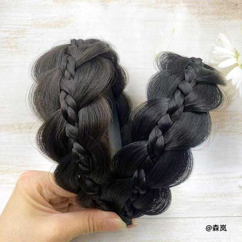 压发发箍鱼骨辫发箍女仿全真人发新款遮发缝增高颅顶仿真无痕