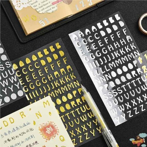 防水数字diy计划表贴纸烫金平面粘贴识别贴记号杯子字母贴日记