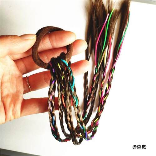 发辫编发自然假发辫彩色头绳七彩渐变辫子头饰甜酷发圈发饰可爱
