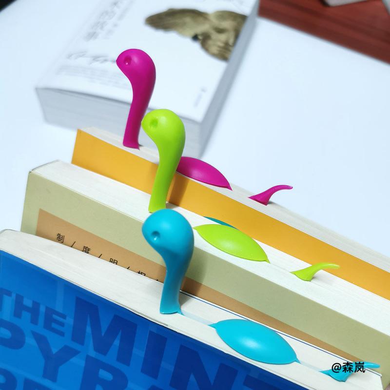 书签可爱新奇送人礼物创意学生书页夹阅读尼斯湖水怪分页器办公