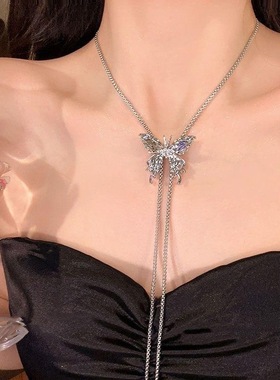 蝴蝶项链可调节抽拉式腰链轻奢手链高级感颈链辣妹锁骨链女配饰