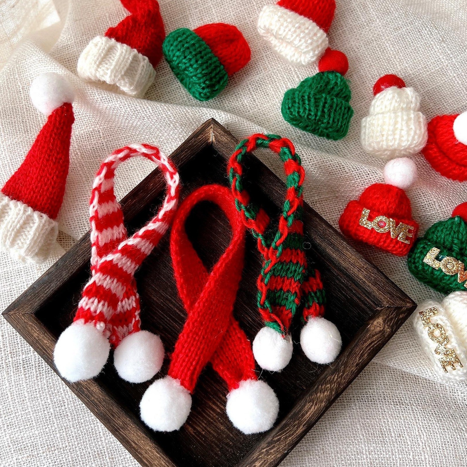 圣诞节装饰树玩偶围巾娃百搭配件小帽子挂件礼品物diy装饰