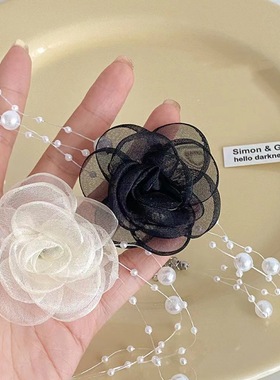 颈链锁骨链女花朵珍珠choker颈链设计感项链超仙小众法式