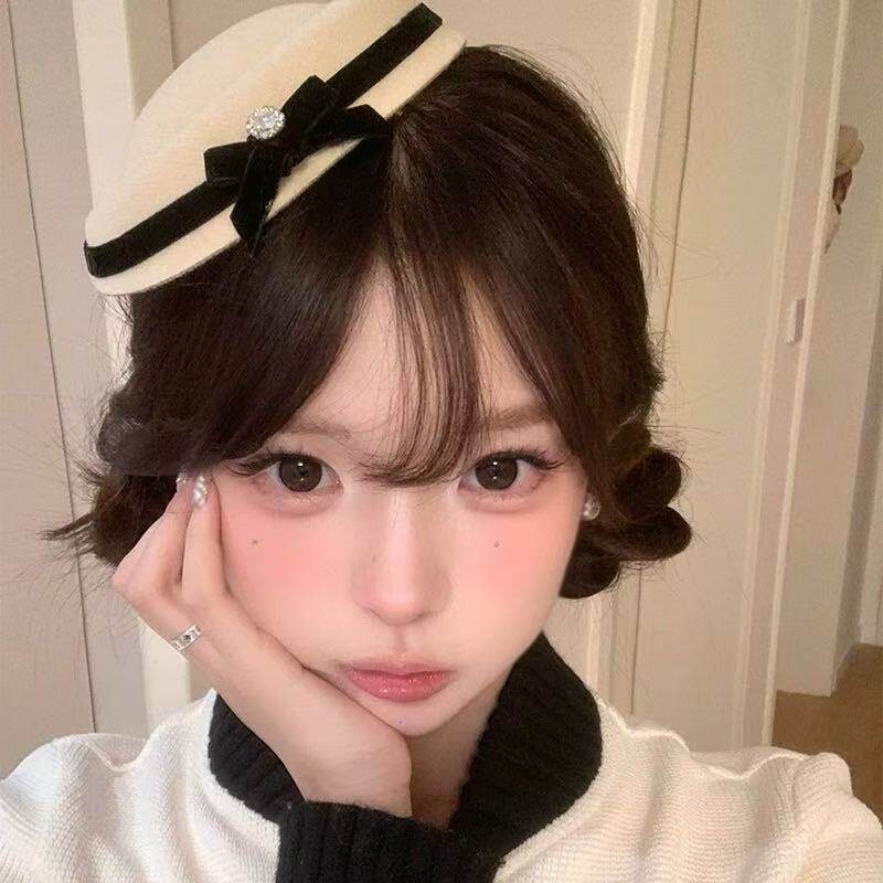 富家千金海军风少女水手礼帽千金发夹头饰蝴蝶结帽子小礼帽学院风