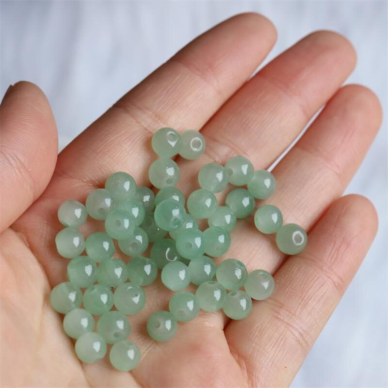 珠子配件手链diy手工仿玉石圆珠DIY饰品串珠仿猫眼琉璃透色