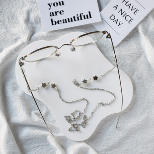 百搭链子时尚挂链新款气质挂脖白K色吊坠星星墨镜眼镜链眼镜装饰