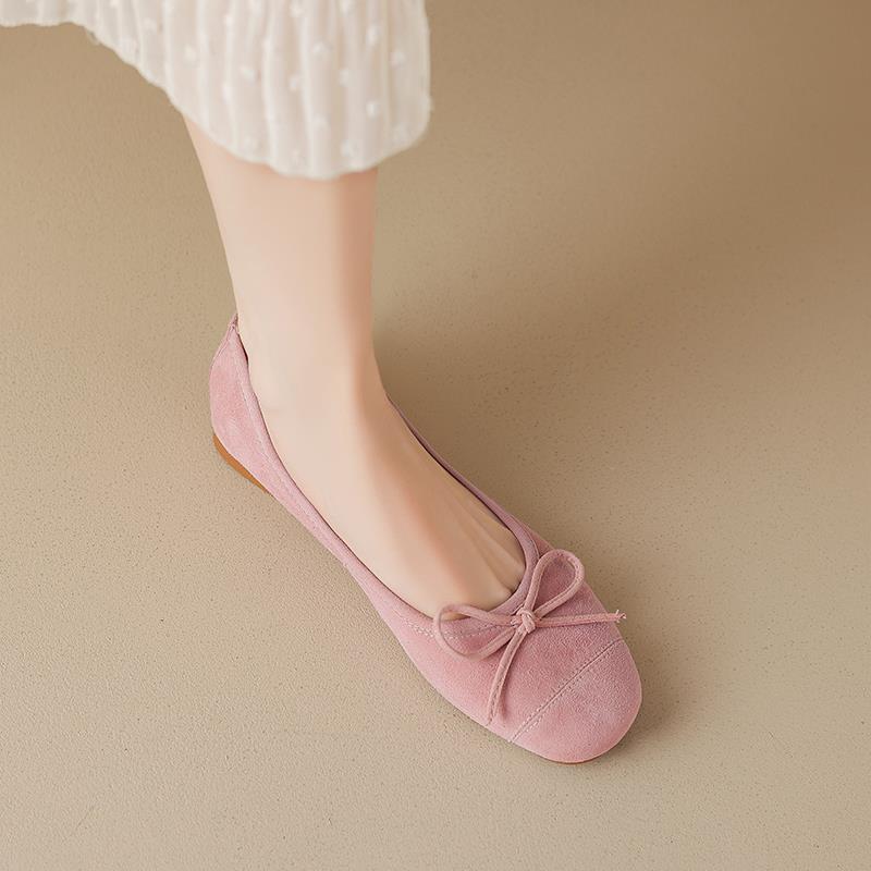 大码女鞋41一43夏季2025新款显脚小豆豆鞋42码平底单鞋芭蕾舞鞋女