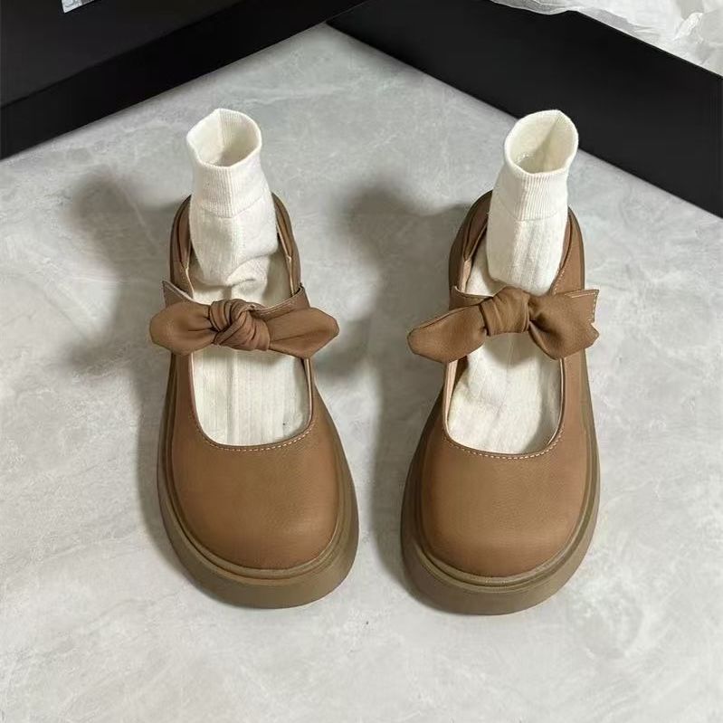 法式蝴蝶结包头半拖鞋女外穿2025新款春夏季厚底配裙子玛丽珍凉拖