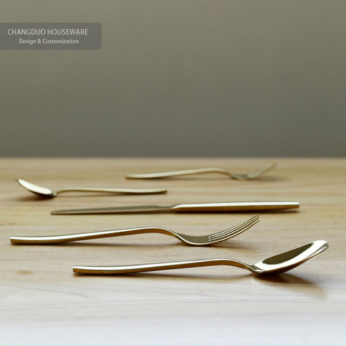 高档欧式镀金色不锈钢牛排刀叉勺套装家用西餐餐具三件套四件套