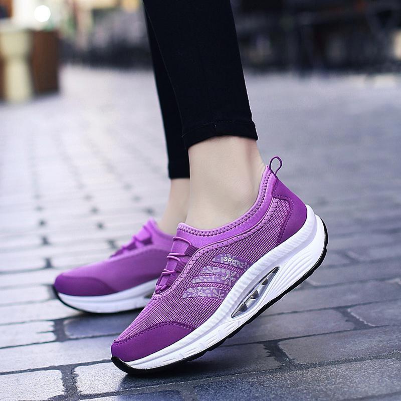 2025春夏季新款气垫女鞋子运动休闲鞋厚底网面透气摇摇鞋时尚增高