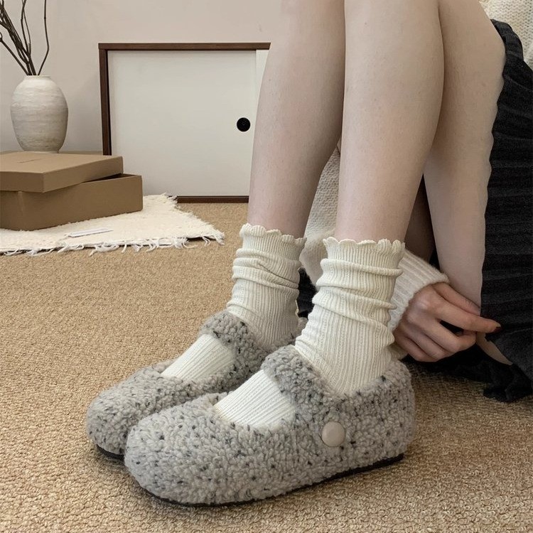 内增高呢子加绒玛丽珍鞋单鞋女鞋子2025秋冬勃肯鞋毛毛鞋保暖棉鞋