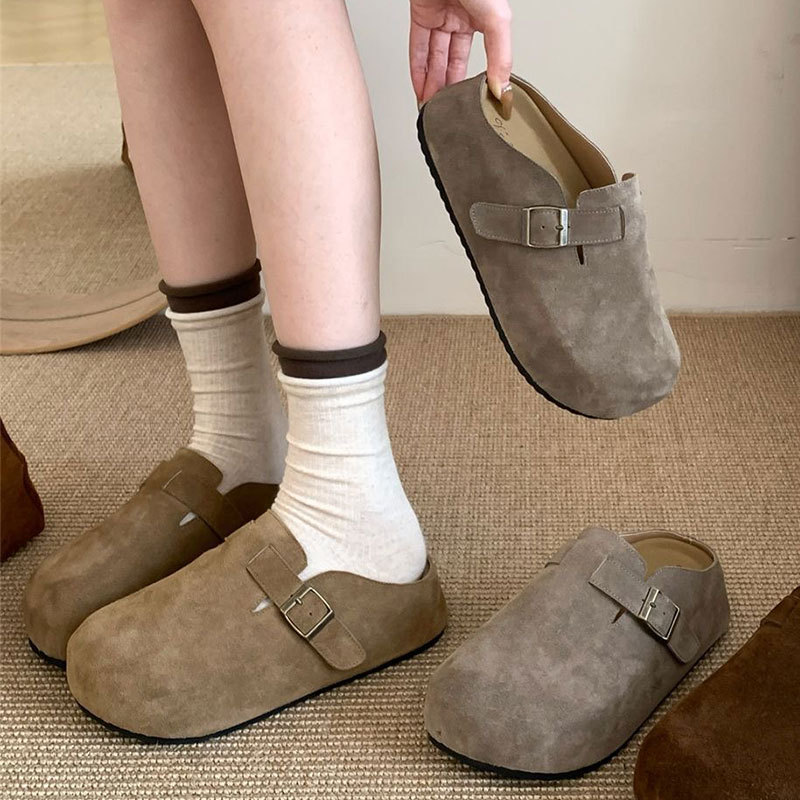 内增高勃肯鞋5CM女鞋子2025春夏款厚底复古休闲一脚蹬包头半拖鞋