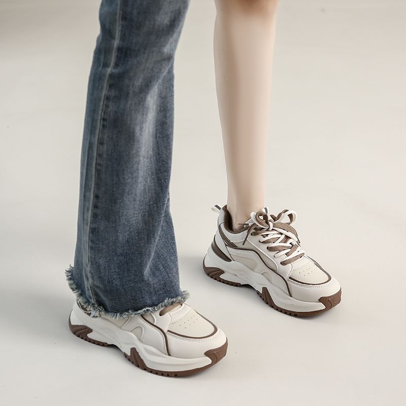 老爹鞋女2024年春秋季新款厚底34码时尚运动鞋真皮休闲港风旅游鞋