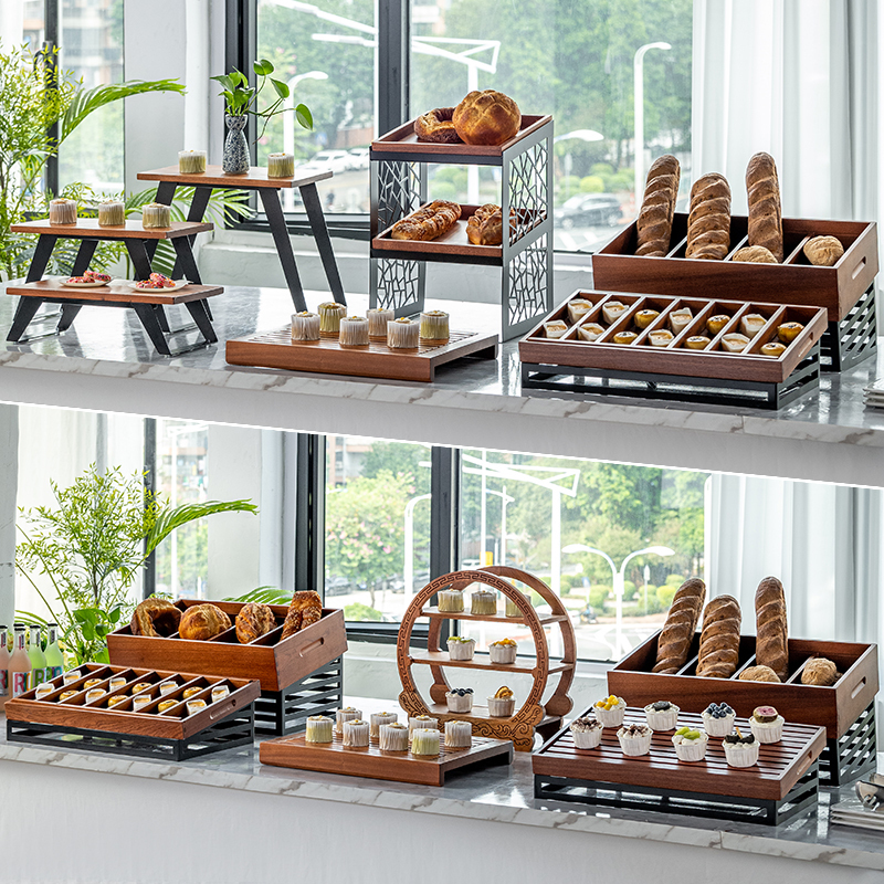 中式木质自助餐甜品台摆件展示架蛋糕点心架子冷餐会茶歇摆台套装