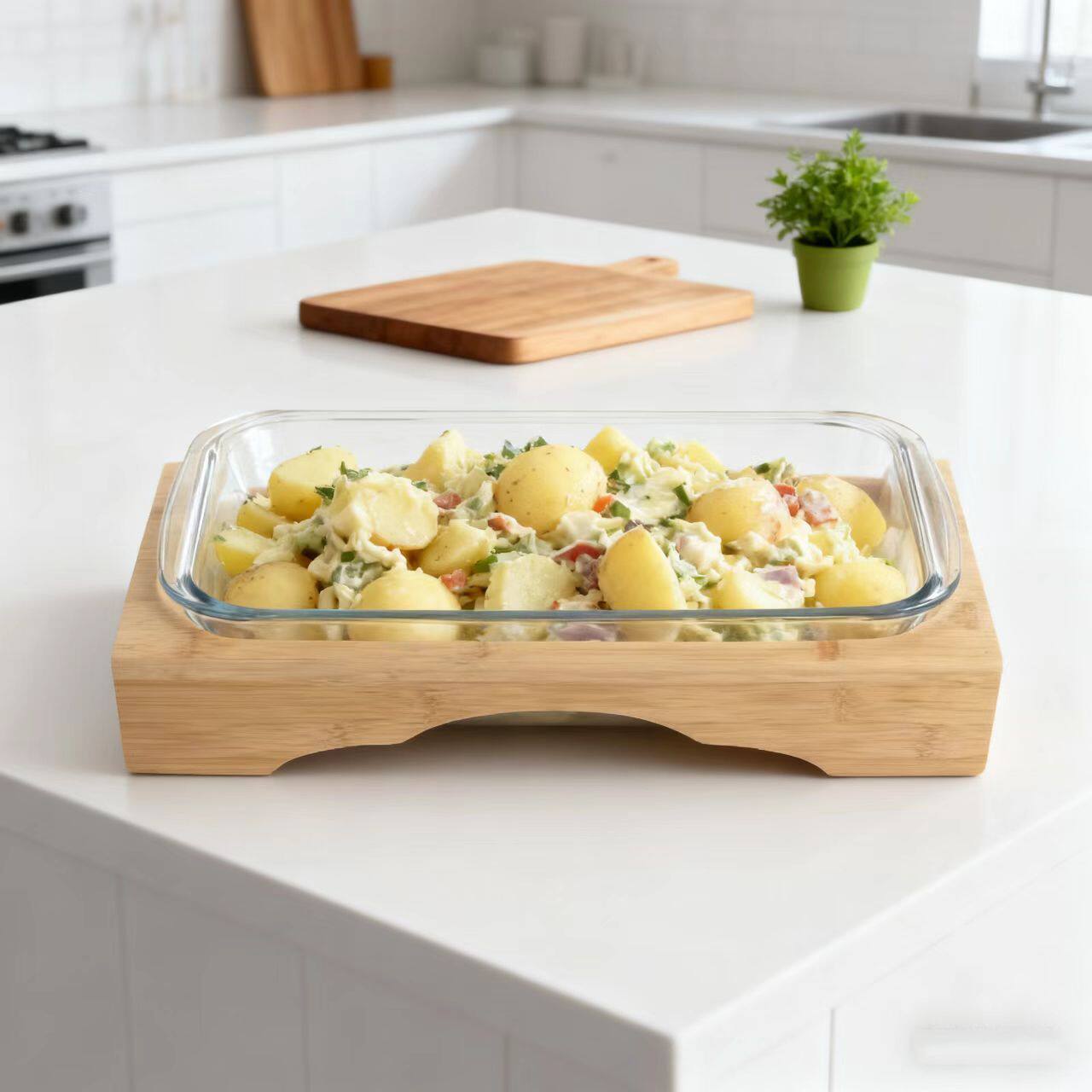 自助餐水果沙拉玻璃盘摆台凉菜展示台海鲜捞汁烤肉自助竹木展示盘