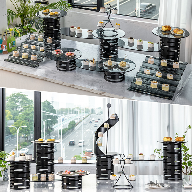 高端自助餐甜品台摆件展示架冷餐会套装茶歇摆台水果蛋糕点心架子