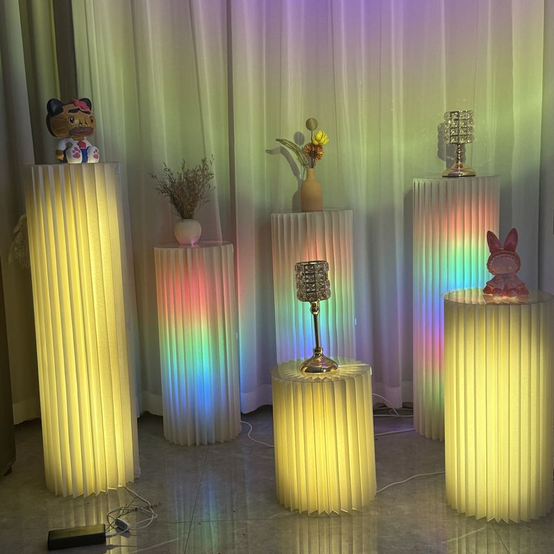 中岛直播摆件展示台发光罗马柱底座带灯产品圆柱陈列橱窗模特展台