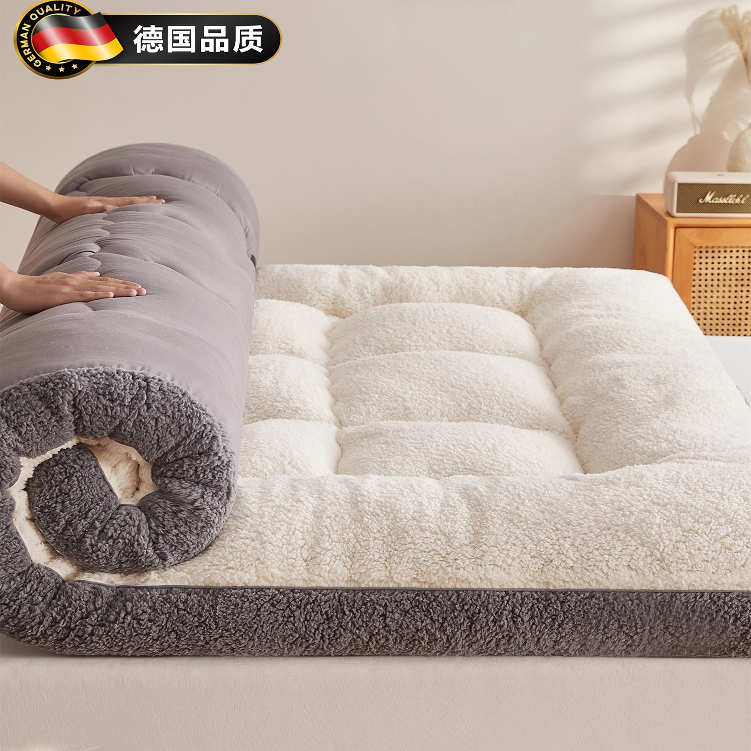 德国家用羊羔绒床垫床褥子学生宿舍加厚保暖软垫加厚保暖榻榻米垫