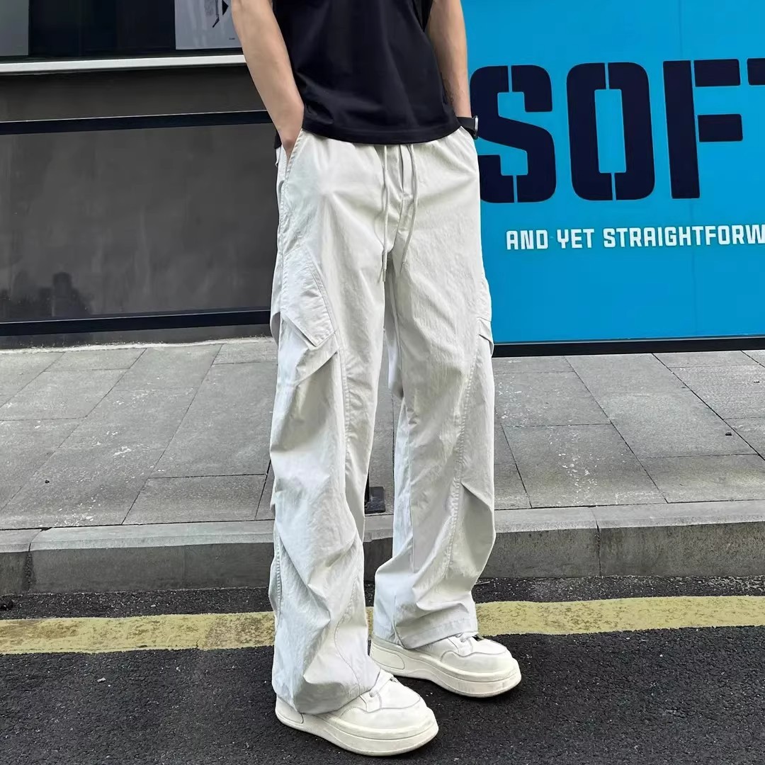 速干伞兵裤男夏季薄款宽松直筒休闲裤子男款潮牌青少年秋季工装裤