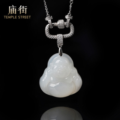 【庙街】和田玉白玉佛公项链（多样性发一）