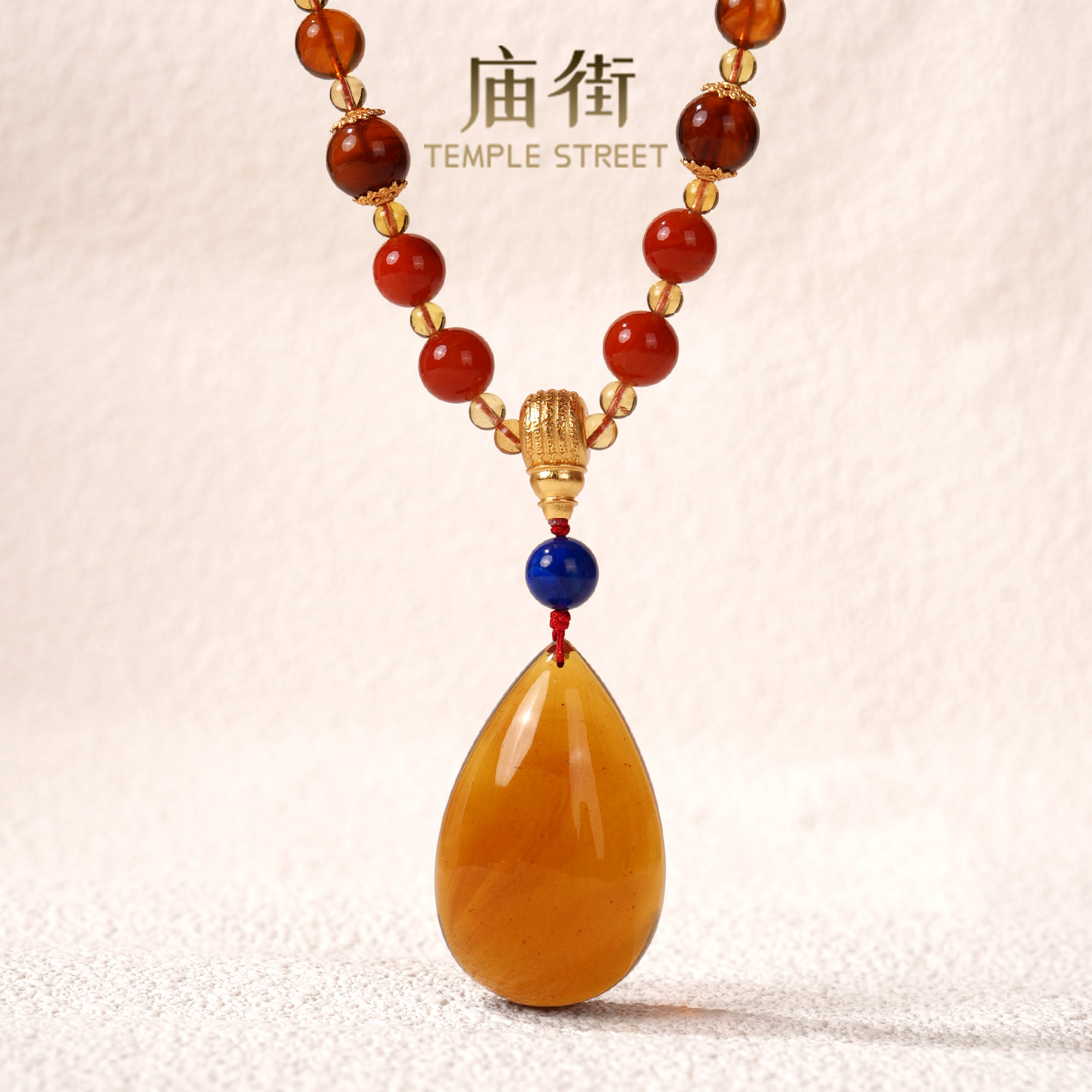 庙街珠宝琥珀水滴项链（多样性发一）