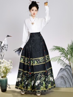 鹤鸣新款原创汉服女明制国风马面裙日常穿改良通勤新中式百搭套装