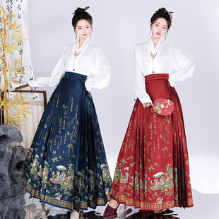 步步生莲新款织金妆花高端马面裙套装明制汉服女日常半身裙春夏款