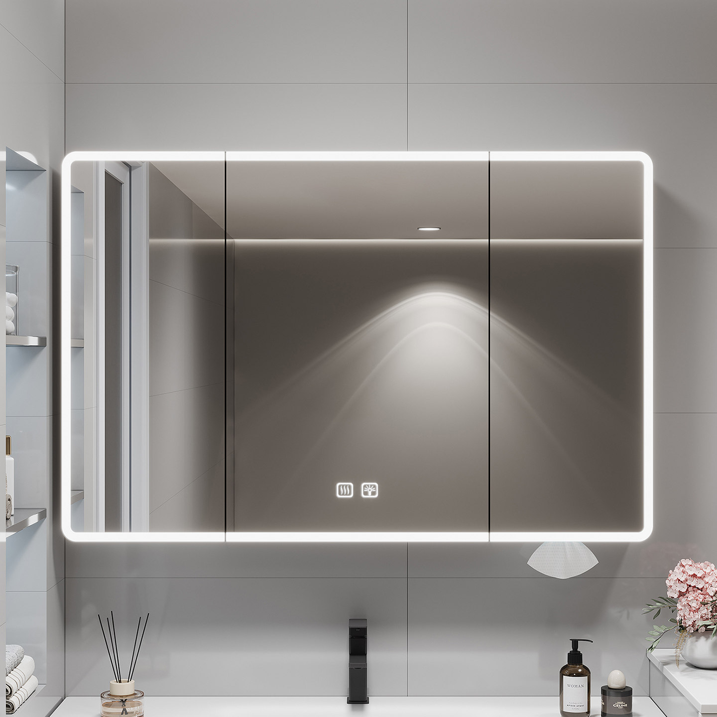 太空铝加厚加高智能浴室镜柜