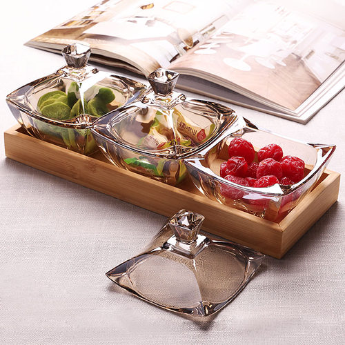 创意家用带盖分格果盘