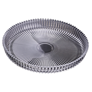 欧式简约条纹水晶玻璃水果盘轻奢家用收纳托盘圆形大号茶盘置物盘