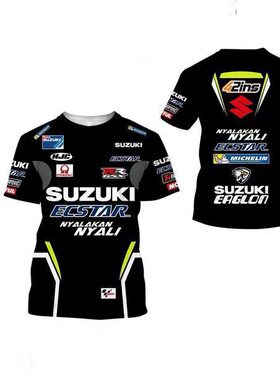 夏季短袖SUZUKI3D印花速降服摩托车机车赛车服男女款户外骑行上衣