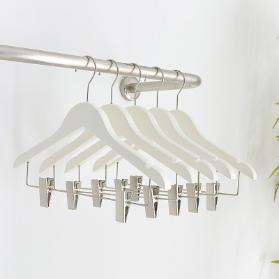 【品牌正品】服装店女装专用白色连体套装衣架童装裤夹儿童实木衣