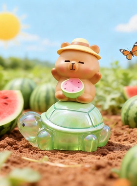 夏日西瓜卡通小熊乌龟桌面摆件