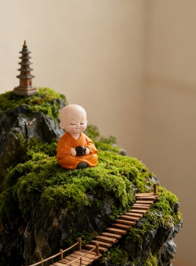 禅意小和尚毛绒挂件手工萌物包挂钥匙扣装饰摆件