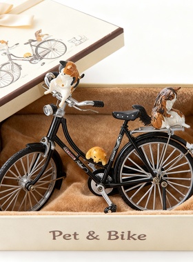 复古自行车猫咪创意摆件礼盒装