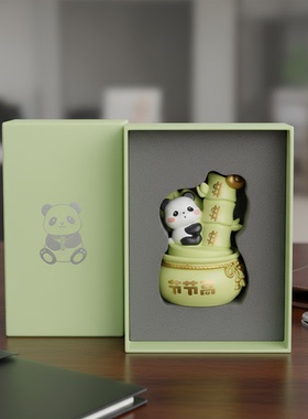 可爱熊猫夜灯桌面摆件礼品盒装