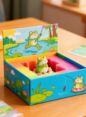创意青蛙桌面装饰摆件礼品盒