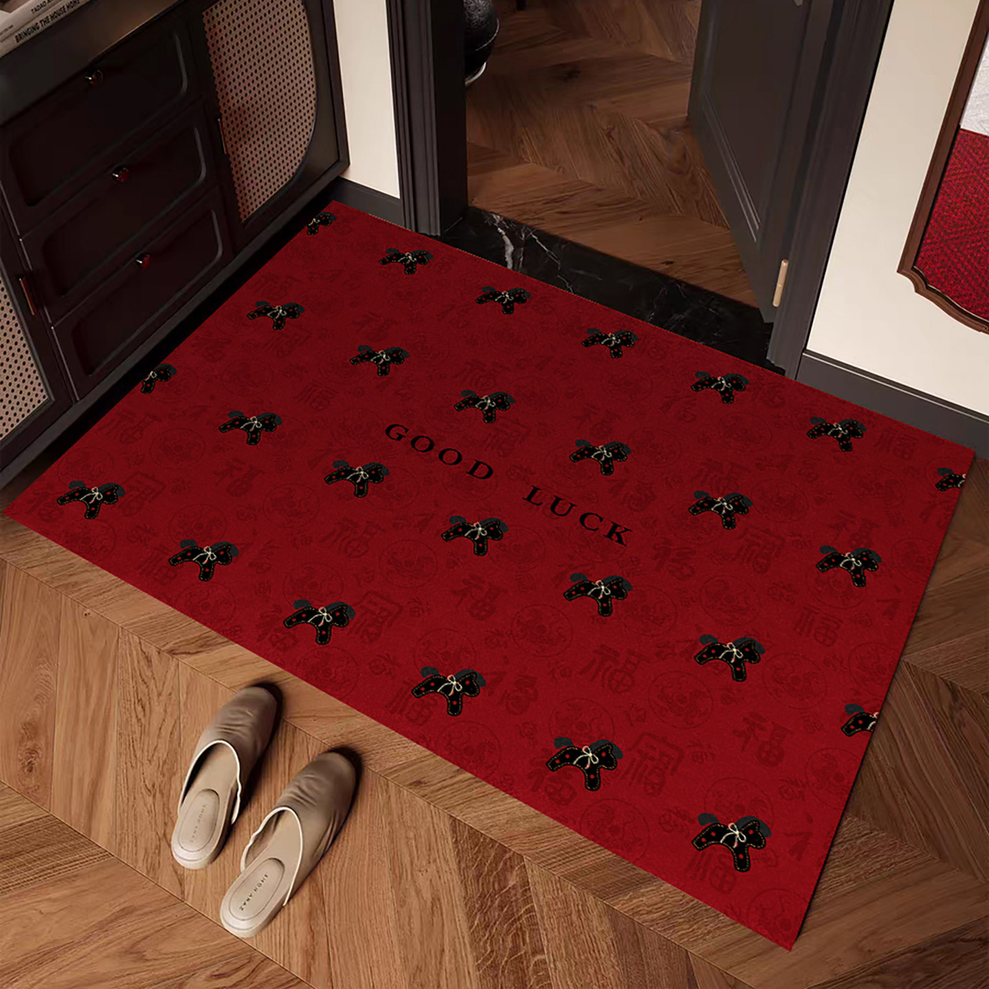 2026新款入户门地垫红色喜庆马年高级感吸水防滑进门口专用脚垫子,居家布艺,入户地垫,淘宝优惠券,粉丝福利购,淘宝优惠卷