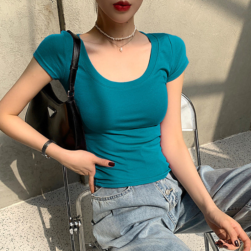 230g纯棉短袖t恤女2026夏天新款纯色圆领百搭简约打底衫韩版女装